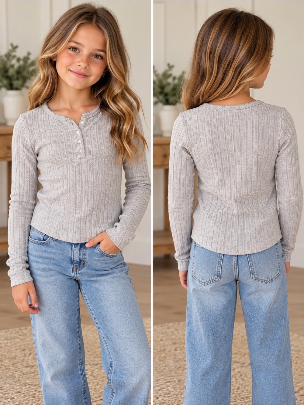 Abercrombie Kids Henley Long Sleeve in Grey Size 9/10